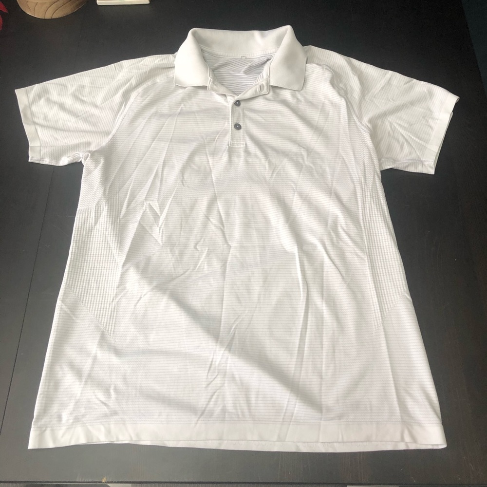 Lululemon short sleeve polo XL white striped